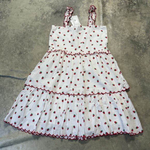 Stella McCartney Other - Stella McCartney Kids Dress Girls Size 12 White Red Strawberry Sleeveless Tiered